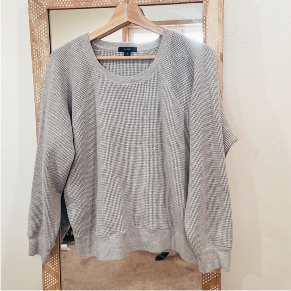 J. Crew Waffle Sweatshirt & Short Lounge Set Size S/M - Picture 2 of 6